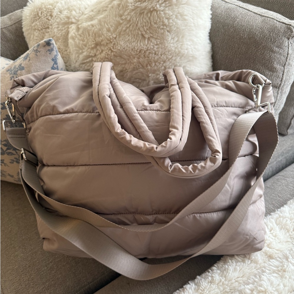 Taupe Puffer Weekender Tote Bag